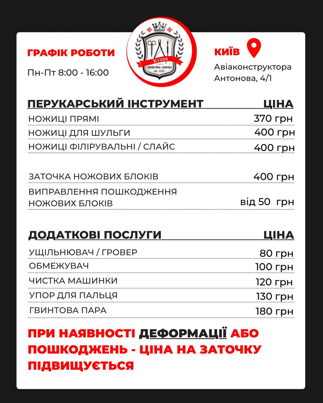 Заточка перукарських інструментів