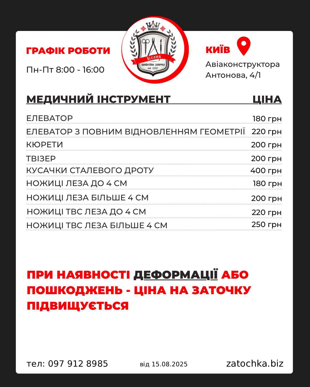 Заточування хірургічного інструменту